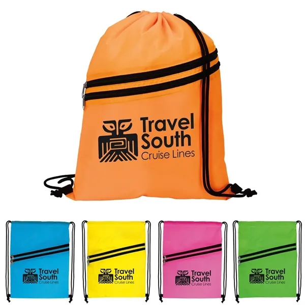 Good Value™ Neon Multi-Zippered Drawstring Backpack