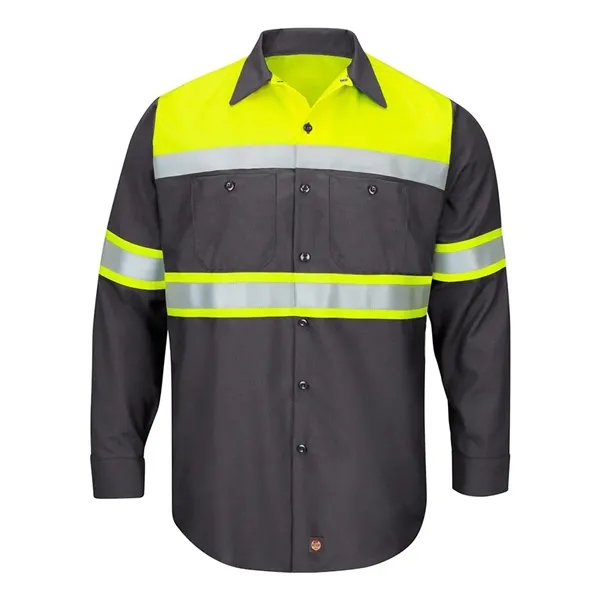 Red Kap Men's Hi-Visibility Colorblock Ripstop Long Sleev...