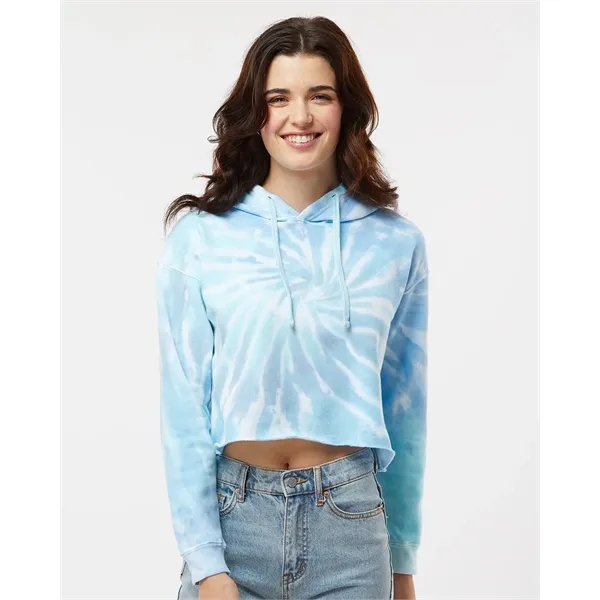 Colortone Women's Tie-Dyed Crop Hooded Sweatshirt