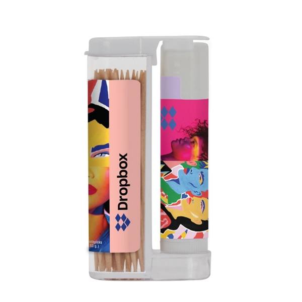 Wooden Toothpicks in Flip-Top Duo w/ SPF 15 Lip Balm
