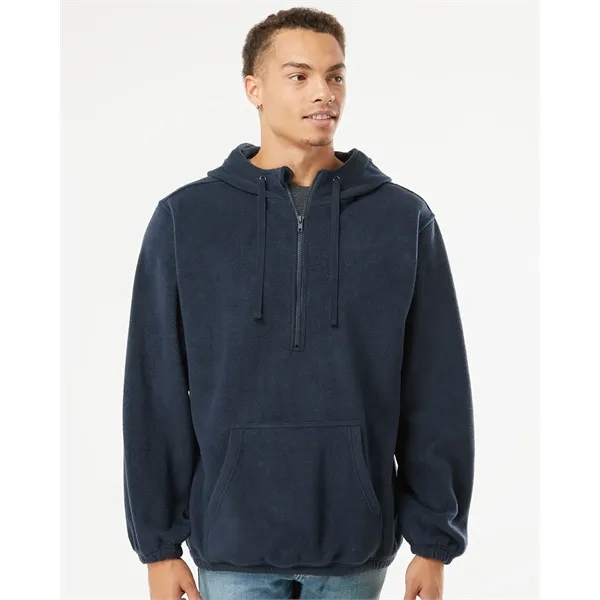 Burnside Men's Polar Fleece Quarter-Zip Hooded Pullover