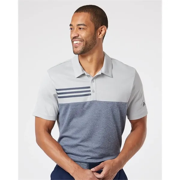 Adidas Men's Heathered Colorblocked 3-Stripes Polo