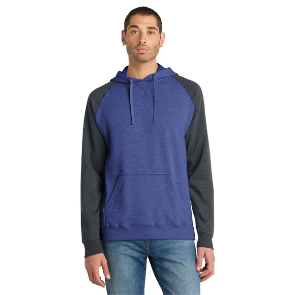 District Young Mens Lightweight Fleece Raglan Hoodie.