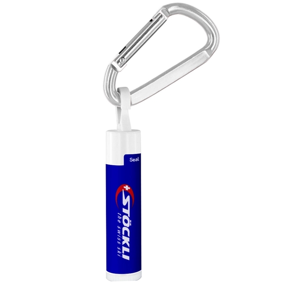 SPF 15 Lip Balm in White Tube with Hook Cap and Carabiner