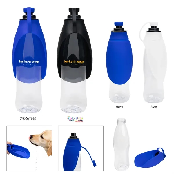 21 Oz. Recycled Pet Water Bottle & Dispensing Bowl