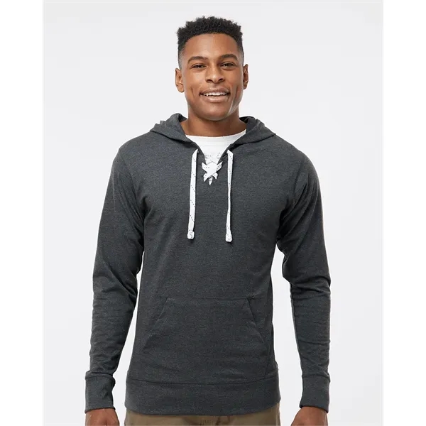 J. America Unisex Jersey Sport Lace Hooded Pullover