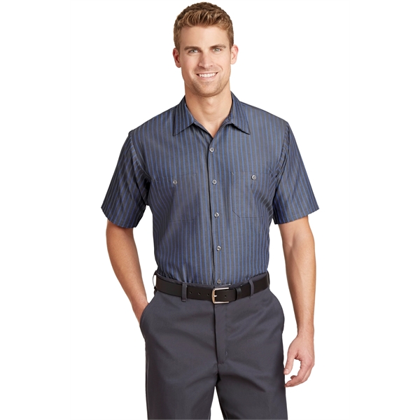 Red Kap Short Sleeve Striped Industrial Work Shirt.