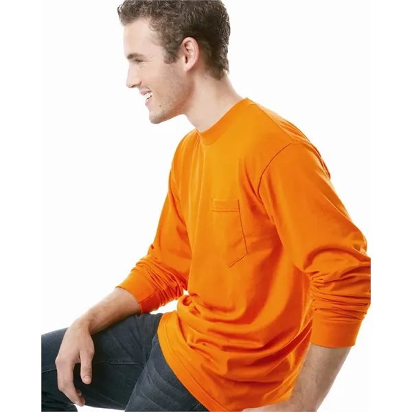Bayside Unisex USA-Made 50/50 Long Sleeve Pocket T-Shirt