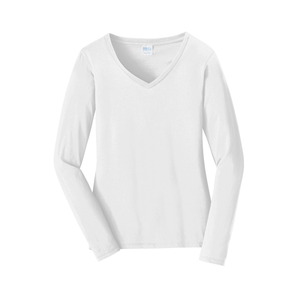 Port & Co Women's Long Sleeve Fan Favorite V-Neck Tee.