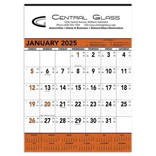 Triumph® Calendars Orange & Black Contractor Memo Calendar