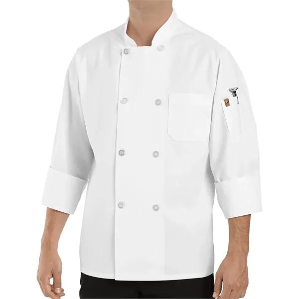 Chef Designs Button Chef Coat with Thermometer Pocket