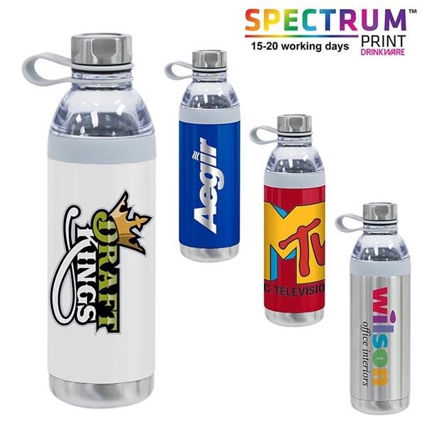 Dual Opening Stainless Steel Water Bottle - 20 Oz.