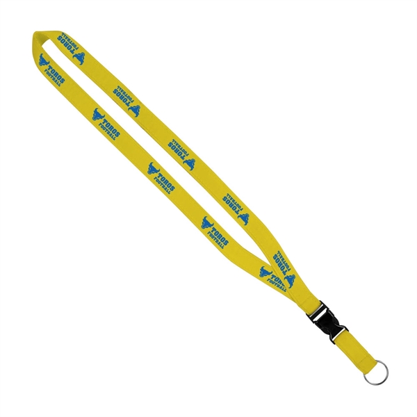 3/4" Imported Polyester Lanyard with Woven Ribbon and Plasti