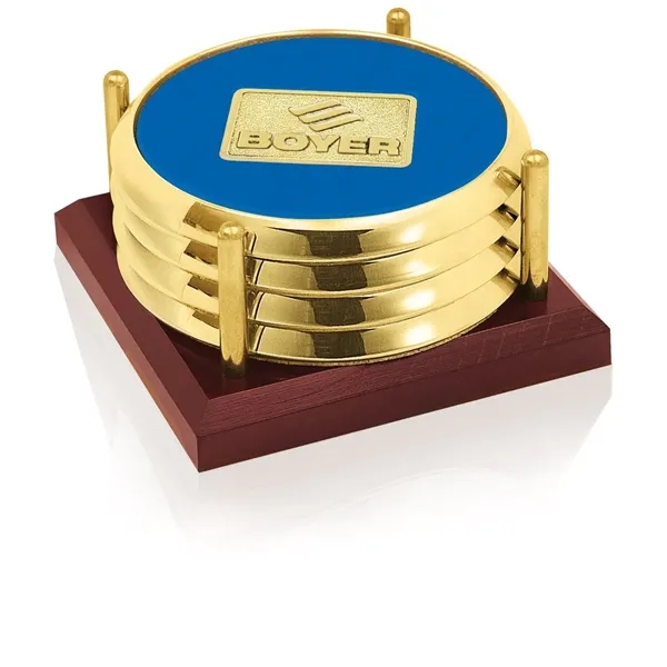 JAFFA® Four Coasters with Solid Cherry Tray