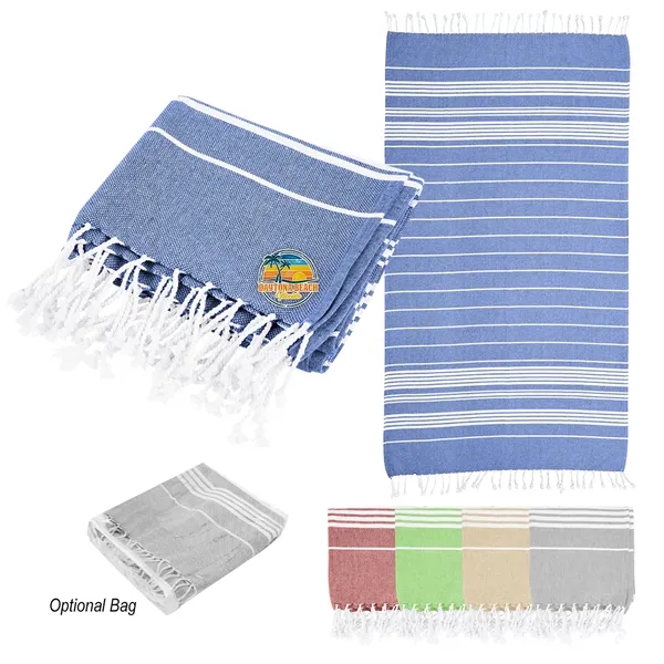 Recycled Beach Blanket With Tassel Fringe