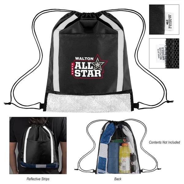 Game Time rPET Reflective Drawstring Bag