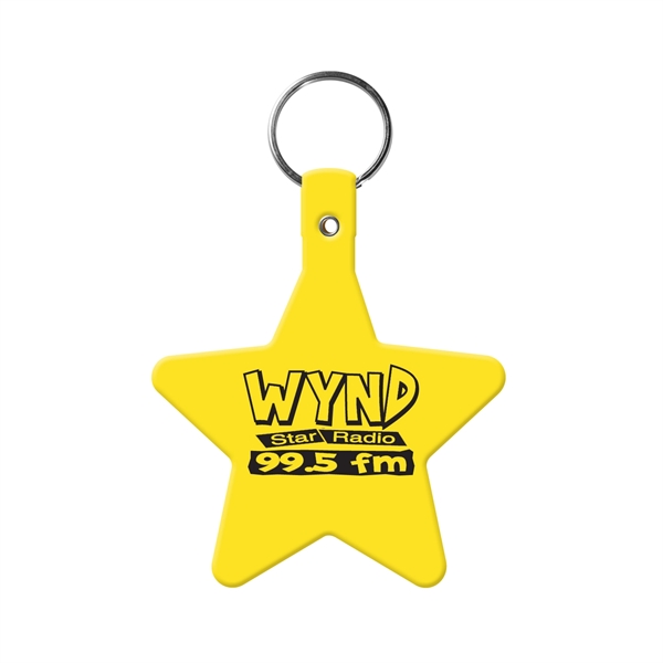 Star Key Tag with Split Ring Keychain