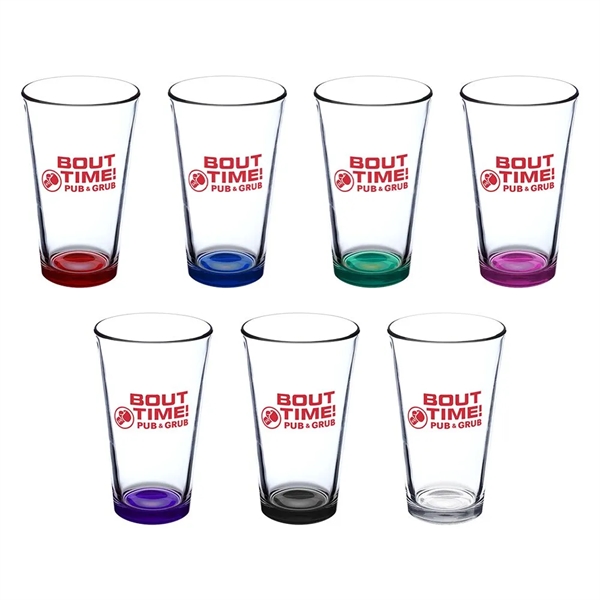 Pub Crawl 16 oz Libbey Pint Glasses with Color Bottom