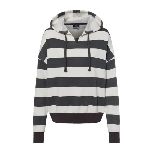 MV Sport Women's Striped Fleece Boxy Hooded Sweatshirt