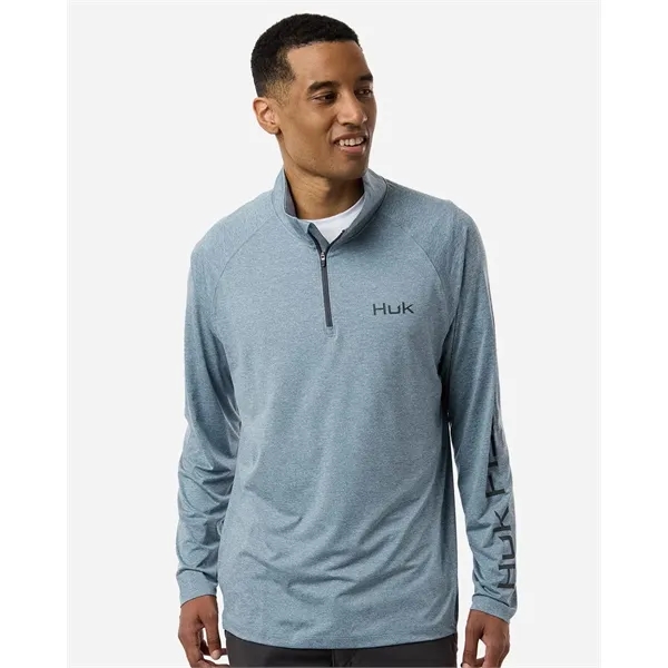 HUK Men's Airweight Heather Quarter-Zip Pullover