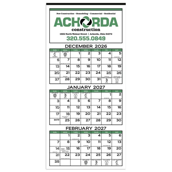 Skinner & Kennedy® 3-Month Display 12-Sheet Calendar