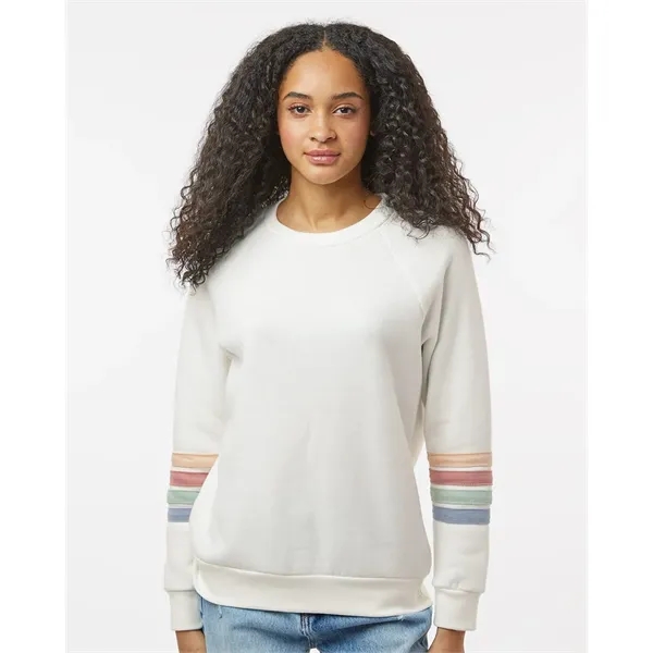 MV Sport Women's Striped Sleeves Crewneck Sweatshirt