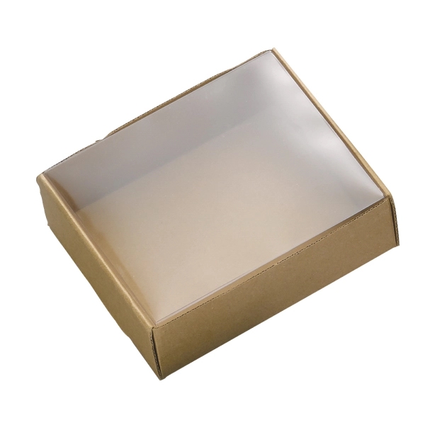 Square Cardboard Box w/ Clear Plastic Lid