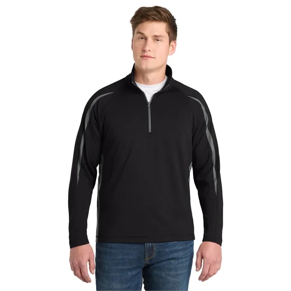 Sport-Tek Sport-Wick Stretch 1/4-Zip Colorblock Pullover.