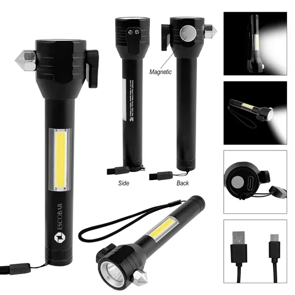 Safety Tool With Rechargeable COB Flashlight 2.0