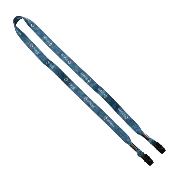 5/8" Tubular Dye Sublimated Double Bulldog Clip Lanyard