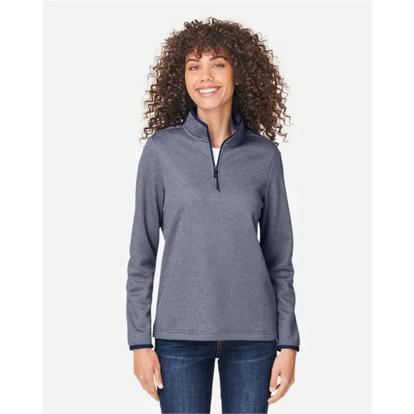 CORE365 Women's Venture Heathered Stripe Quarter-Zip Pull...