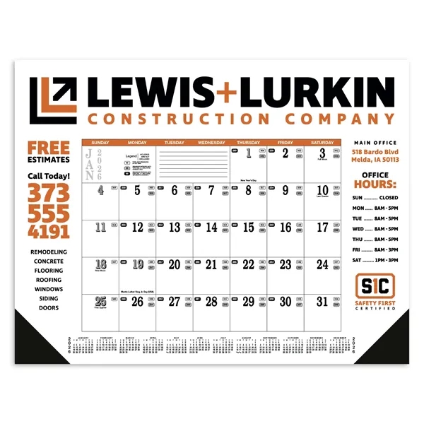 Contractor's Desk Pad Calendar