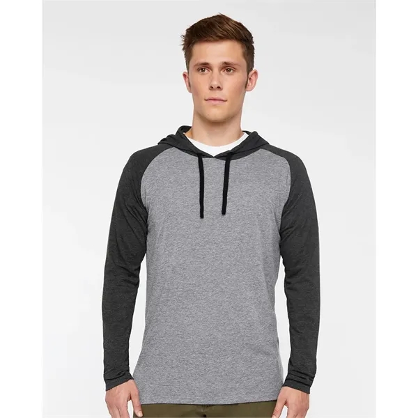 LAT Men's Fine Jersey Hooded Long Sleeve Raglan T-Shirt