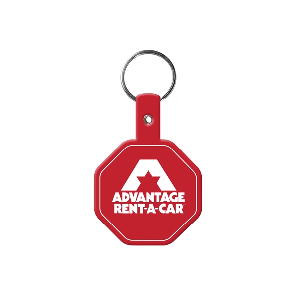 Stop Sign Flexible Key Tag with Split Ring Keychain