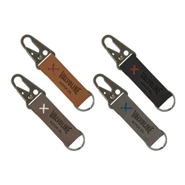 BUSKER Leather Keychain with Antique Nickel Carabiner
