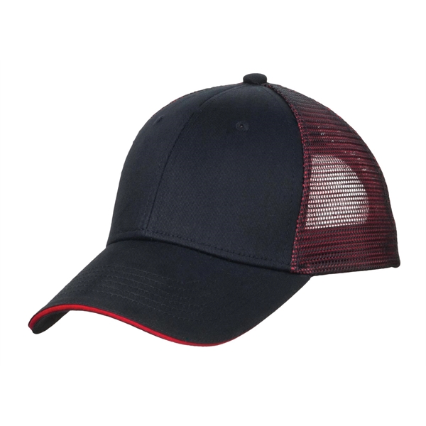 Port Authority Double Mesh Snapback Sandwich Bill Cap.