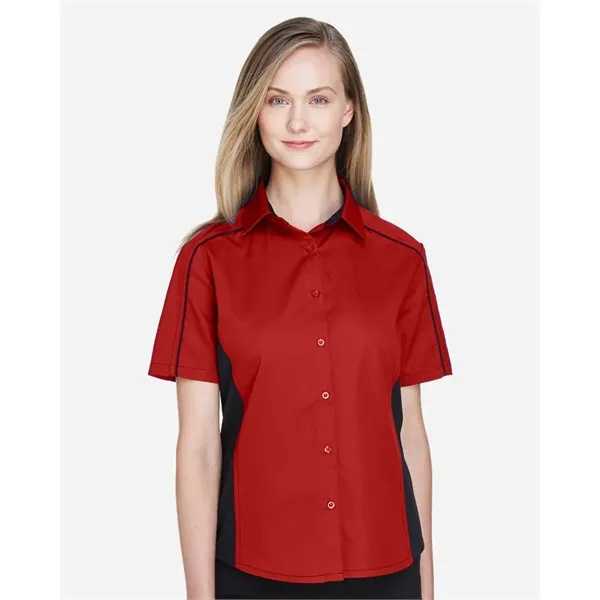 North End Women's Fuse Colorbloack Twill Short Sleeve Shirt