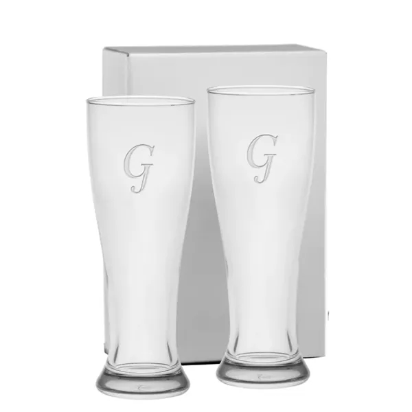 16 oz. Monogram Pilsner Set of 2 - Deep Etched