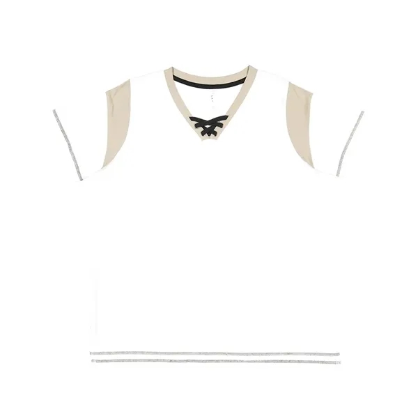 LAT Women's Curvy Lace Up Fine Jersey Tee