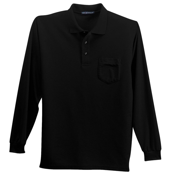 Port Authority Long Sleeve Silk Touch Polo with Pocket.
