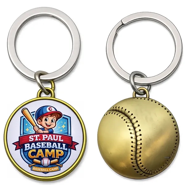 Baseball Shaped Metal Keychain