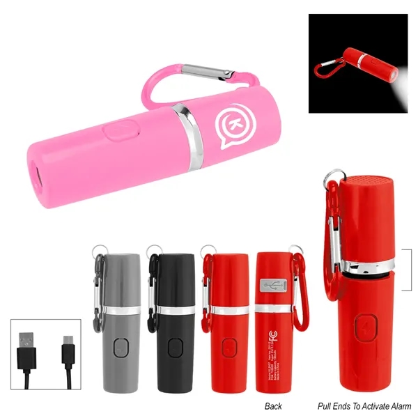 Rechargeable Portable Alarm And Flashlight With Carabiner...