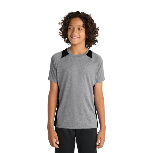 Sport-Tek Youth Heather Colorblock Contender Tee.