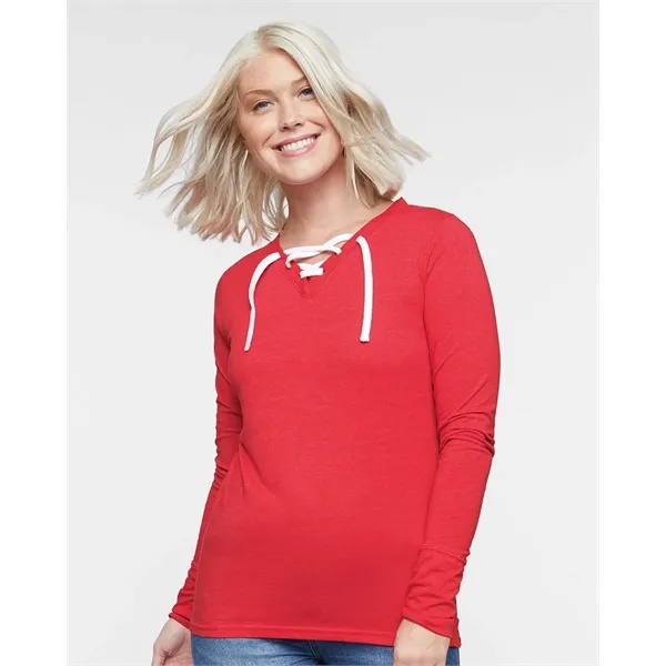 LAT Women's Fine Jersey Lace-Up Long Sleeve T-Shirt