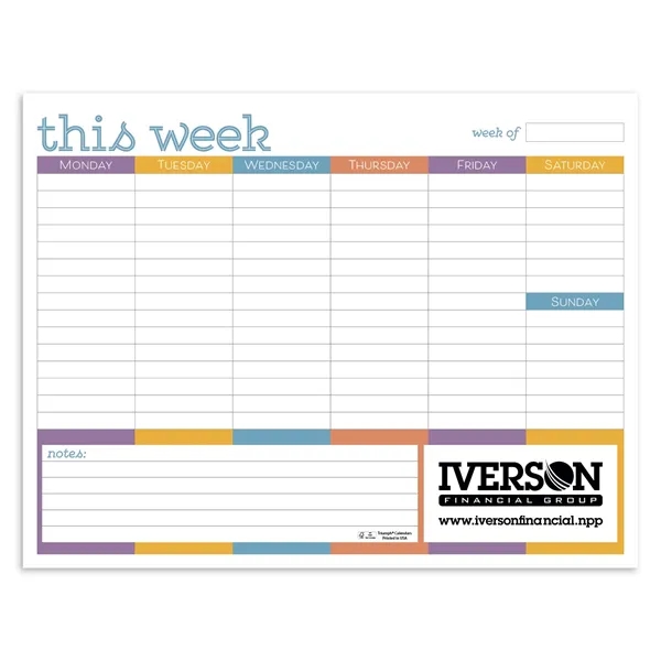 Triumph® Calendars Small Weekly Desk Pad - Colors