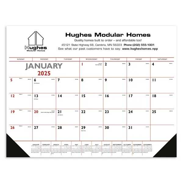 Triumph® Calendars Red & Black Desk Pad with Vinyl Corners