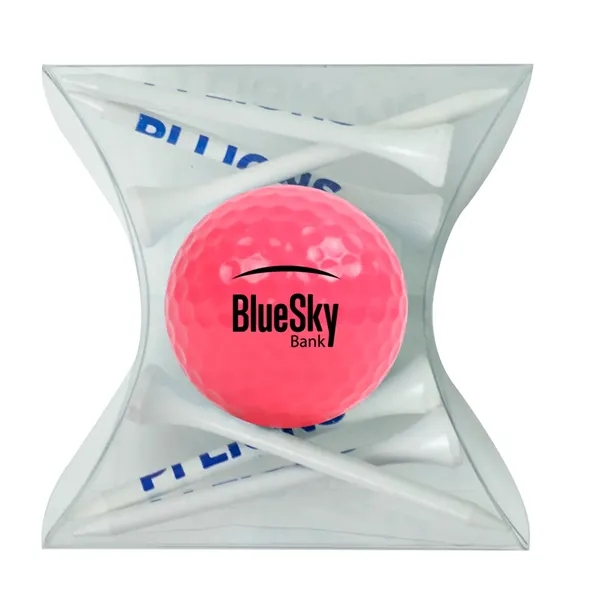 Pillow Pack with 1 Golf Ball & 6 Custom Tees