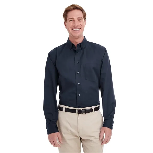 Harriton Men's Tall Foundation Cotton Twill Shirt with Te...