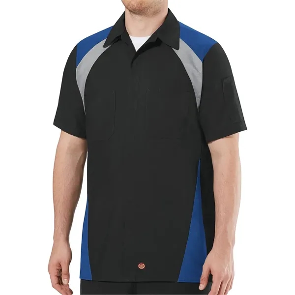 Red Kap Men's Tri-Color Short Sleeve Shop Shirt
