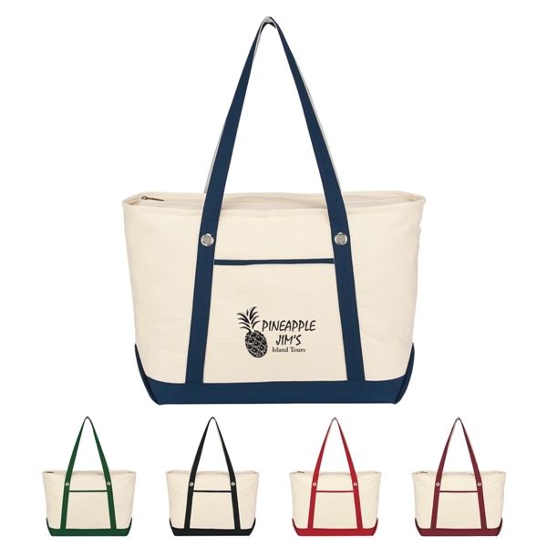 Large Cotton Canvas Sailing Tote Bag